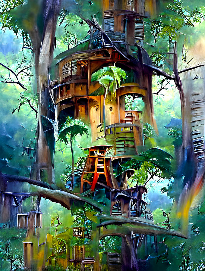 Treehouse In The Jungle Digital Art by Gary Blackman