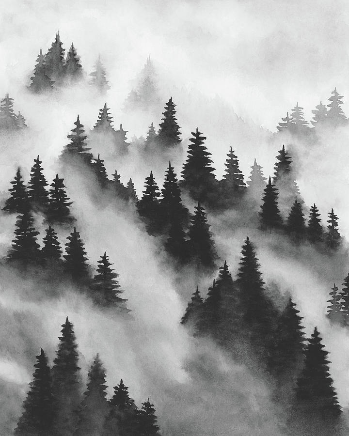 Trees Above the Fog I Painting by Rachel Elise