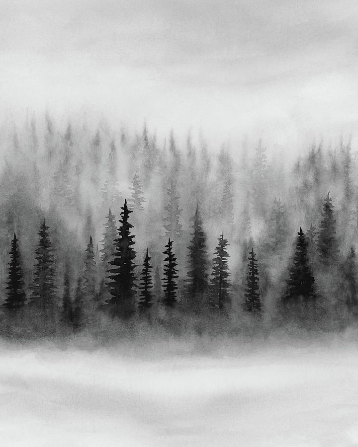 Trees Above the Fog II Painting by Rachel Elise