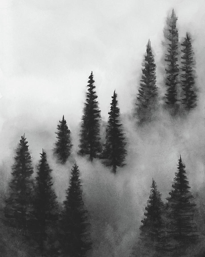 Trees Above the Fog III Painting by Rachel Elise
