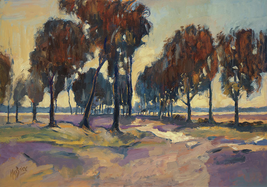 Trees and heather at the Liereman Painting by Nop Briex