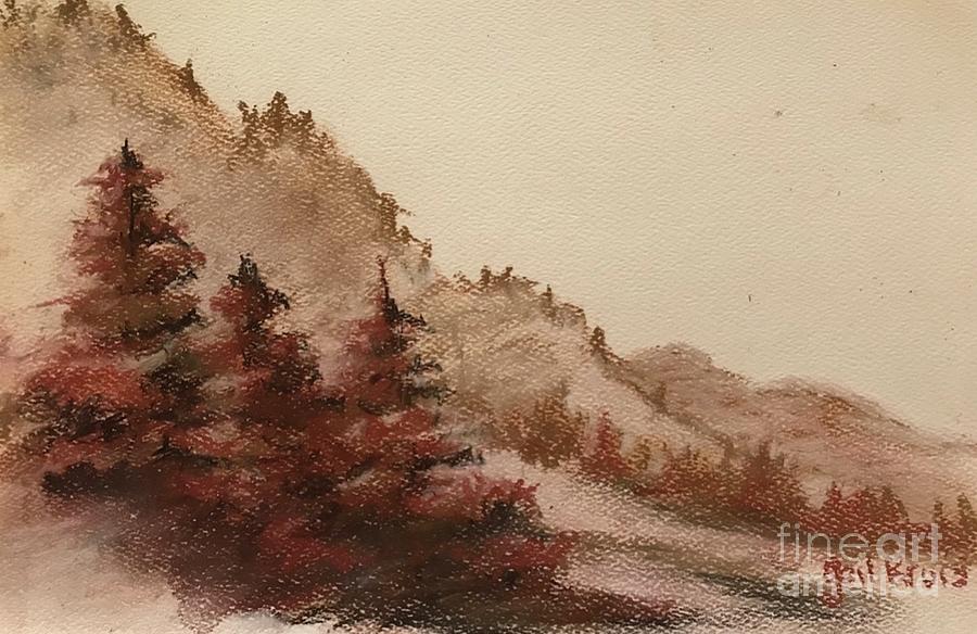 Trees and Hills Drawing by Gail Heffron -Kruis