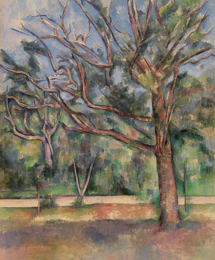 Trees and Road, circa 1890 Painting by Paul Cezanne