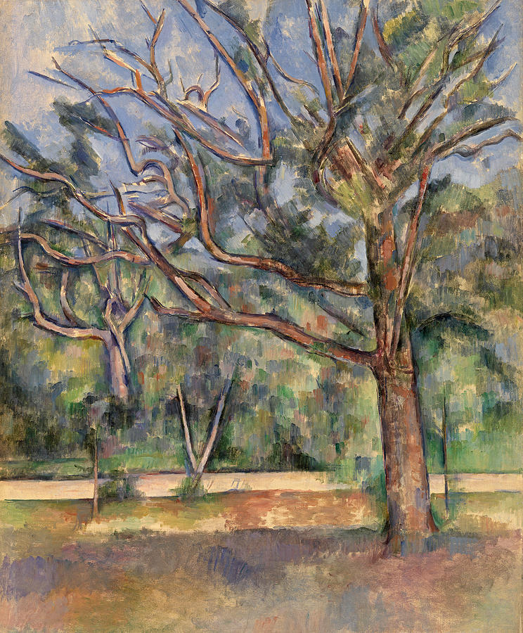 Trees and Road Painting by Paul Cezanne