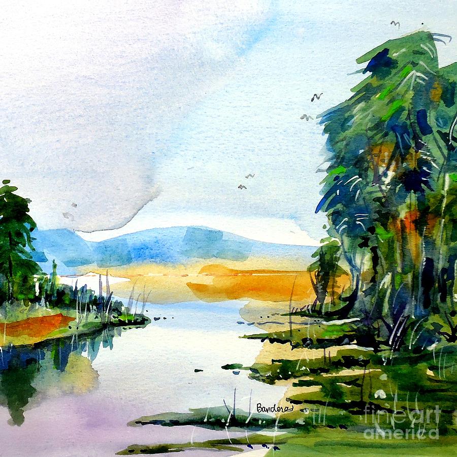 Trees And Water Painting by Terry Banderas