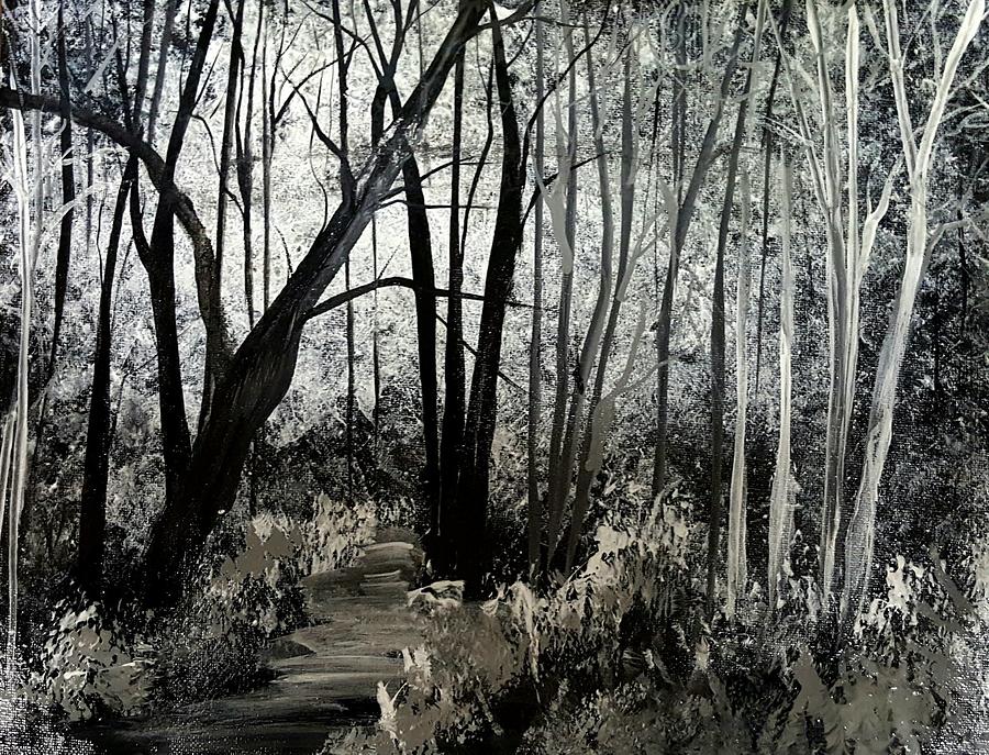 Trees Black and white study      7020 Painting by Cheryl Nancy Ann Gordon