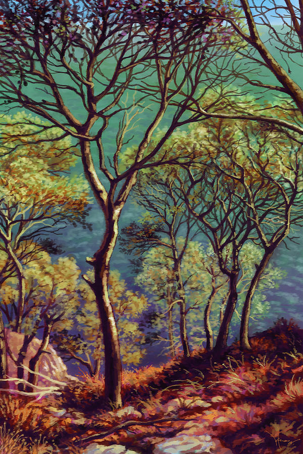 Trees by the Sea Painting by Hans Neuhart