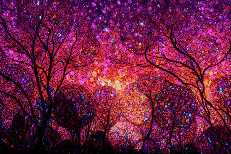Trees Dancing at Sunset Digital Art by Peggy Collins