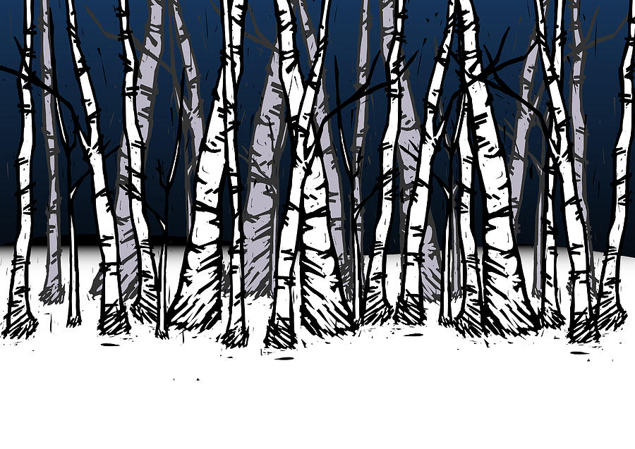 Trees in a forest Drawing by Eastnine Inc.