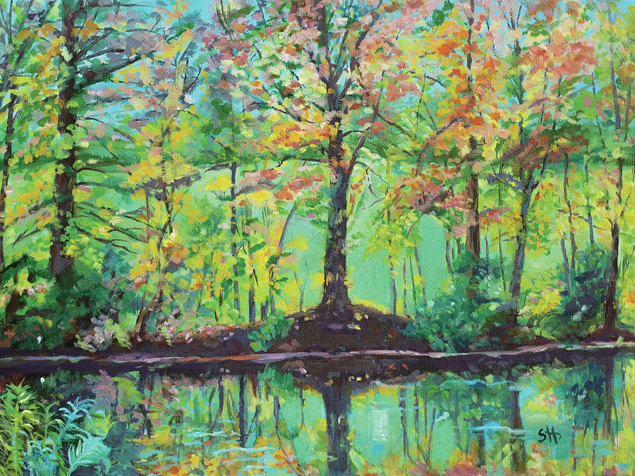 Trees in a Mirror World Painting by Sandy Herrault - Fine Art America