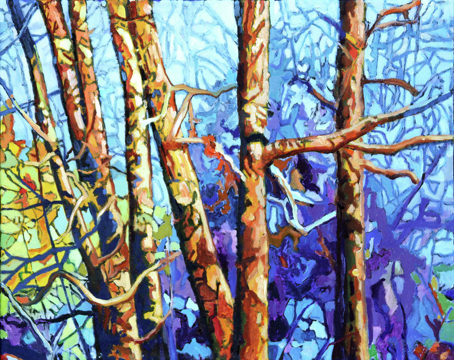 Trees In A Row Painting by John Lautermilch