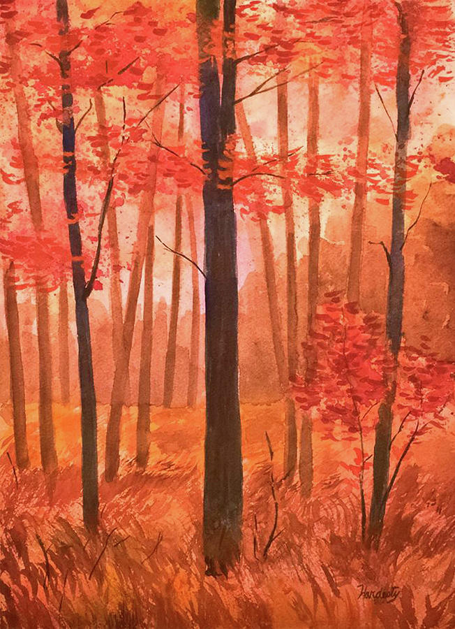 Trees in Autumn Painting by David Hardesty