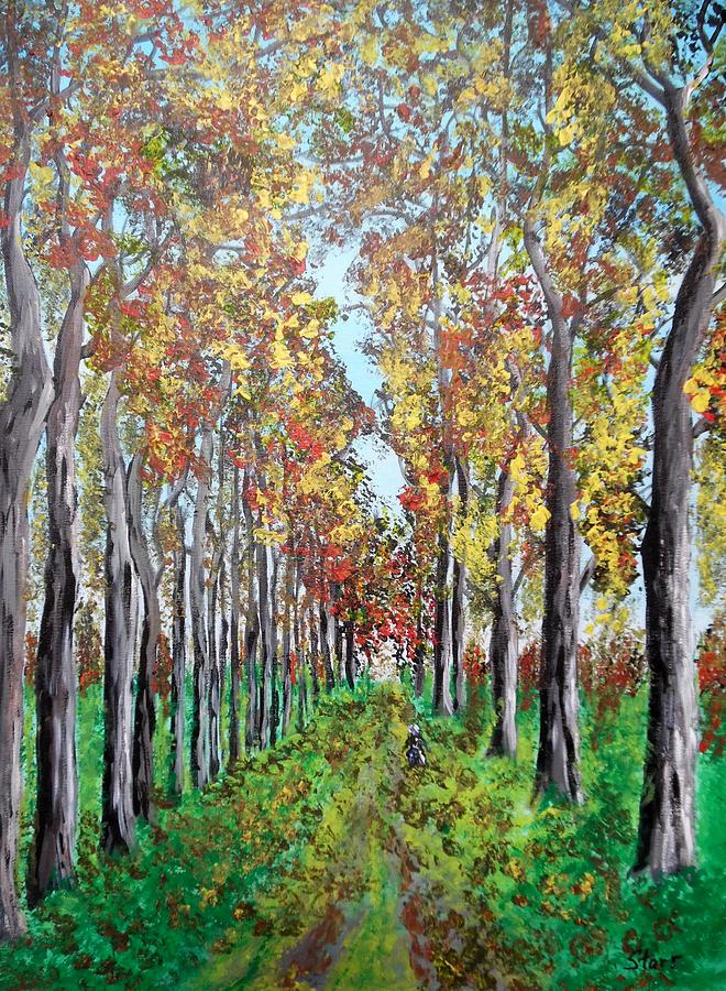 Nature Painting - Trees In Autumn by Irving Starr