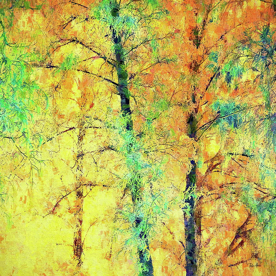 Trees In Color Mixed Media by Russ Harris