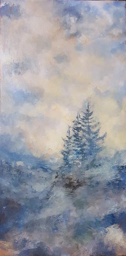 Trees In Morning Mist Painting