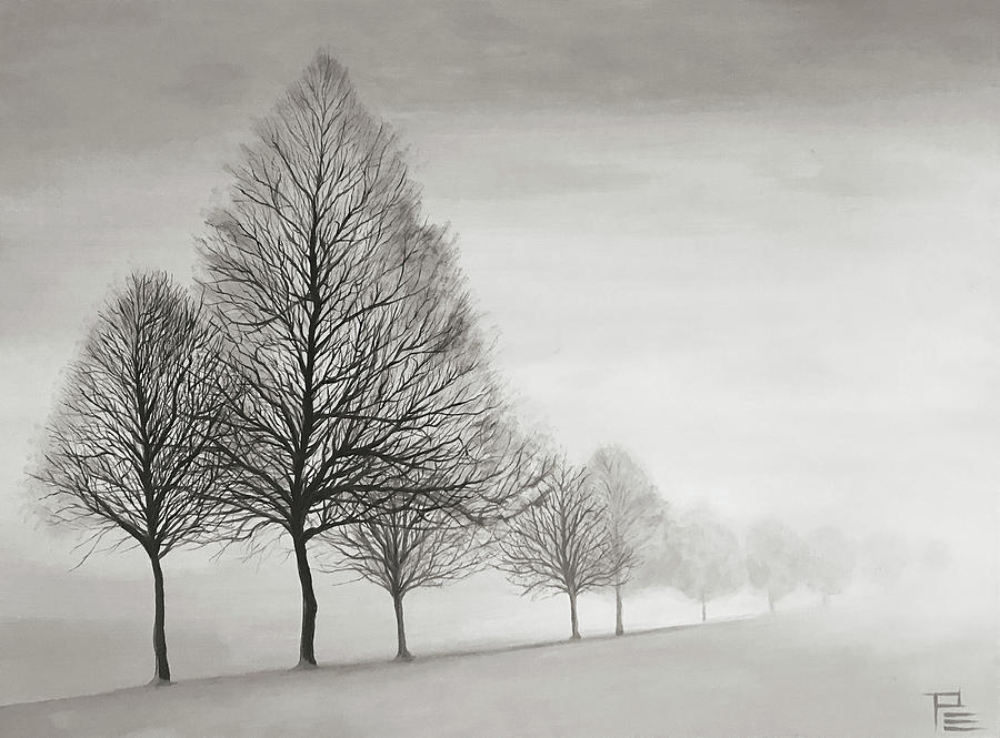 Tree Painting - Trees in the Mist by Phillip Ellering