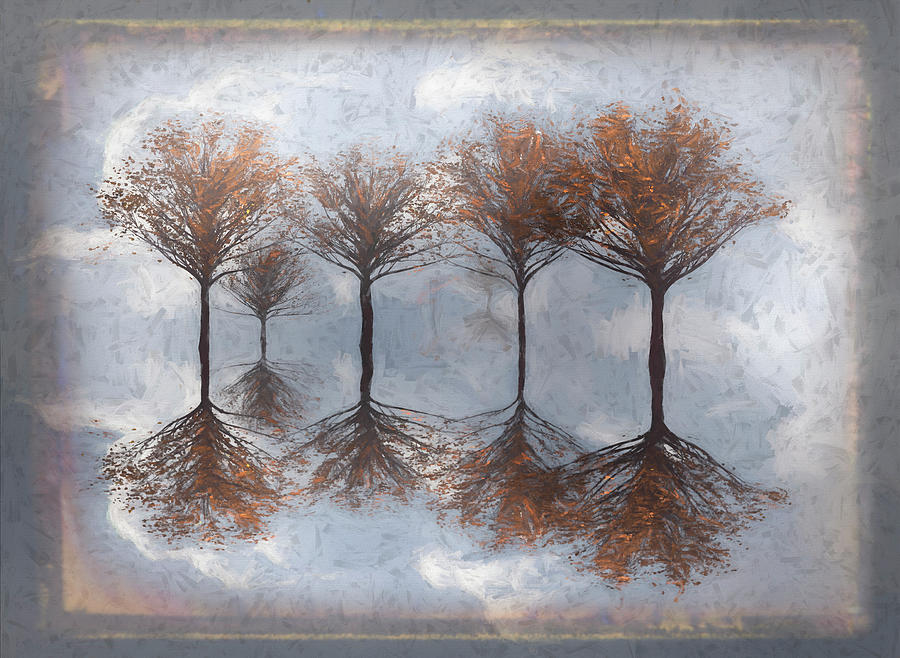 Trees in the Water Painting Digital Art by Debra and Dave Vanderlaan