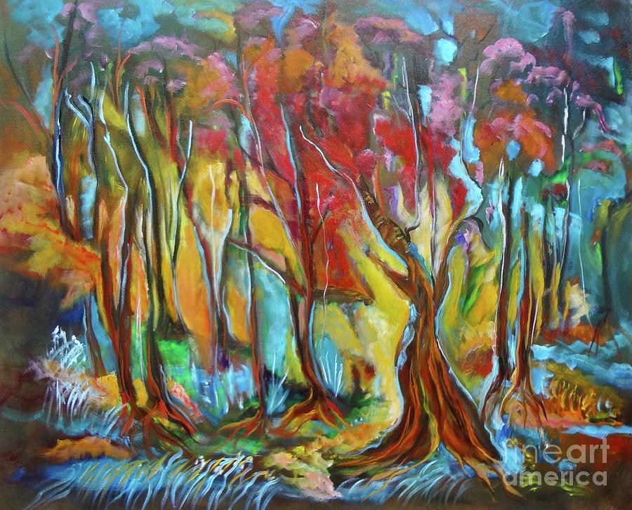 Abstract Painting - Trees by Jenny Lee