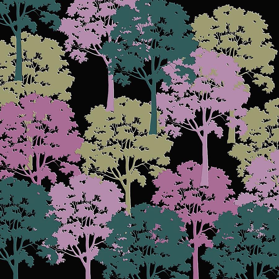 Trees on a Hillside Digital Art by Bonnie Bruno