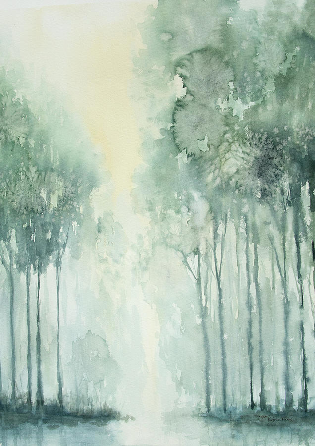 Sunlit Trees Painting by Katrina Nixon