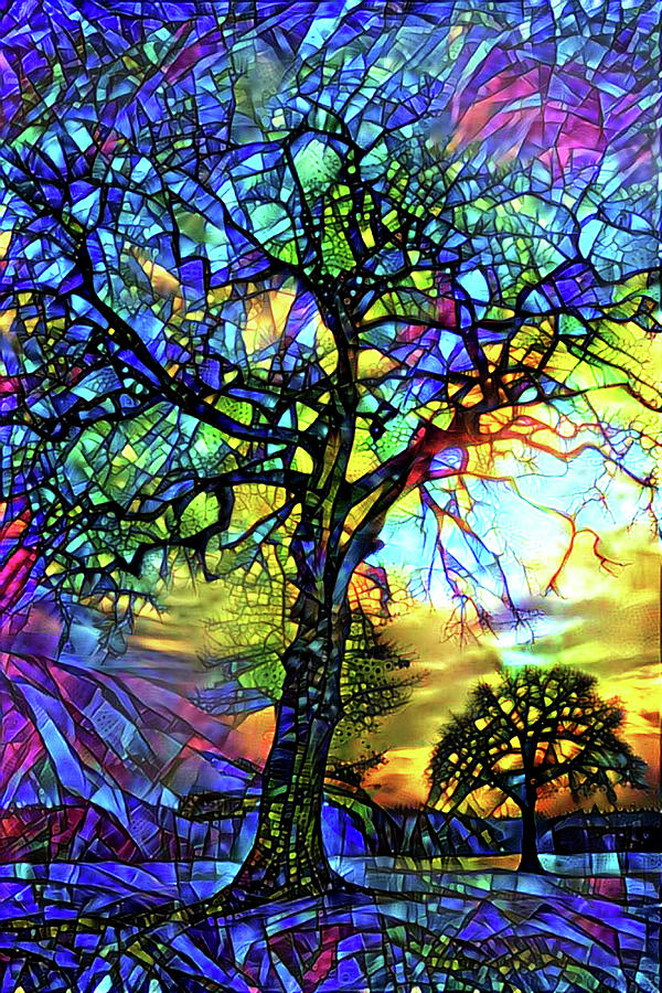 Trees - Stained Glass Digital Art by Peggy Collins