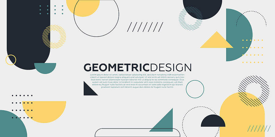 Trendy abstract art geometric background with flat, minimalist style. Vector poster. Drawing by As Creative Atelier