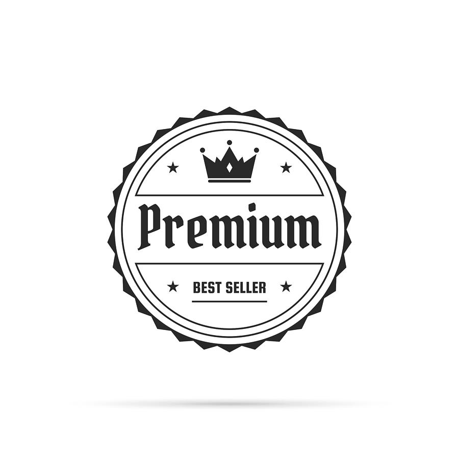 Trendy Badge (outline, line art) - Premium, Best Seller Drawing by Bgblue