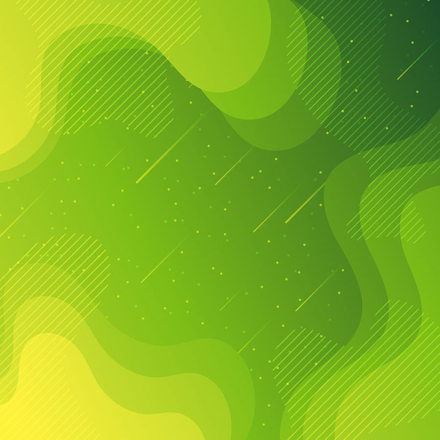 Trendy starry sky with fluid and geometric shapes - Green Gradient Drawing by Bgblue