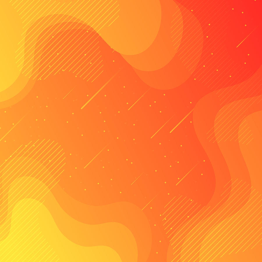 Trendy starry sky with fluid and geometric shapes - Orange Gradient Drawing by Bgblue