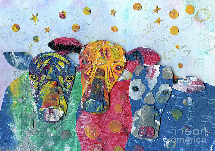Tres Amigos Vaca Mixed Media by Shirley Robinett