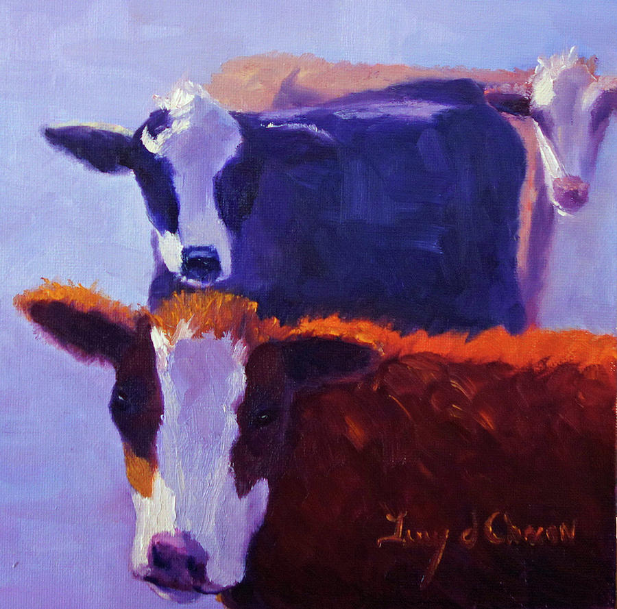 Tres Cows Painting by Terry Chacon