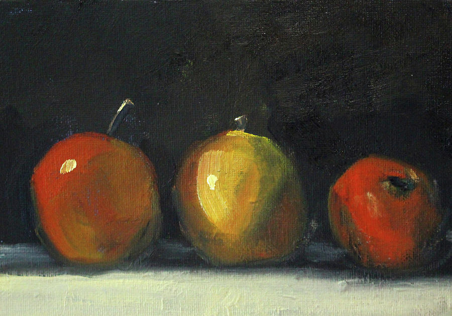 Tres Manzanas Painting by Nancy Merkle