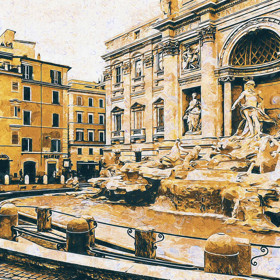 Trevi Fountain - 16 Painting by AM FineArtPrints