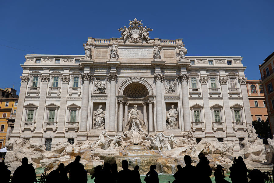 Trevi Fountain and People Silhouette in Rome Photograph by Artur Bogacki