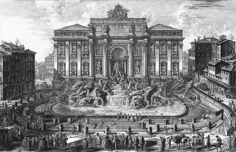 Trevi Fountain In Rome Drawing by Giovanni Battista Piranesi
