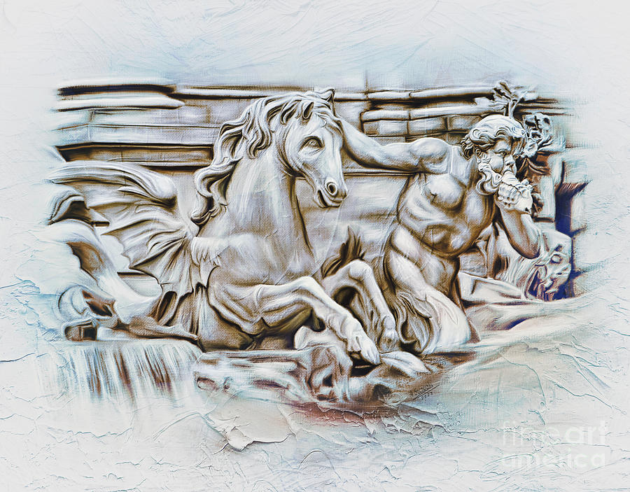  Trevi Fountain,Triton ,Rome Digital Art by Andrzej Szczerski