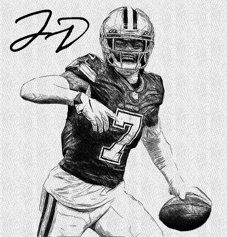 Trevon Diggs Cowboys DB Sketching Digital Art by Bob Smerecki - Fine Art  America