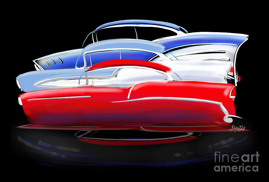 Tri-Five Chevrolets grouping Digital Art by Doug Gist