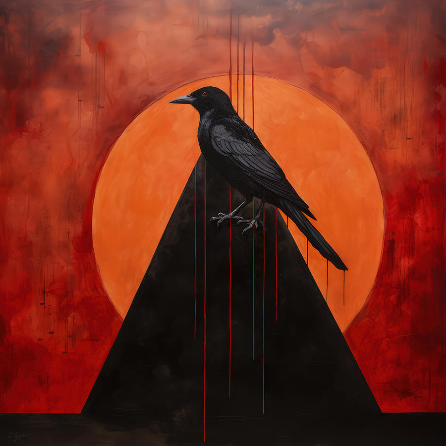 Raven Painting - Triangle of Transcendence by Lourry Legarde
