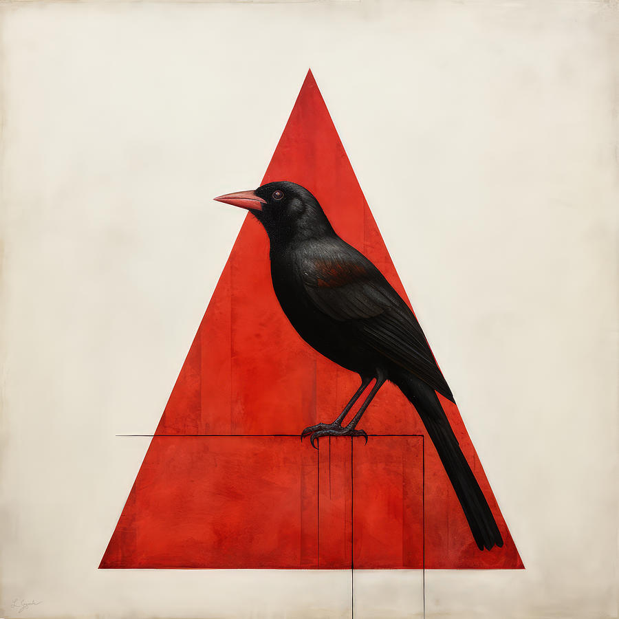 Cardinal Painting - Triangles Stage by Lourry Legarde