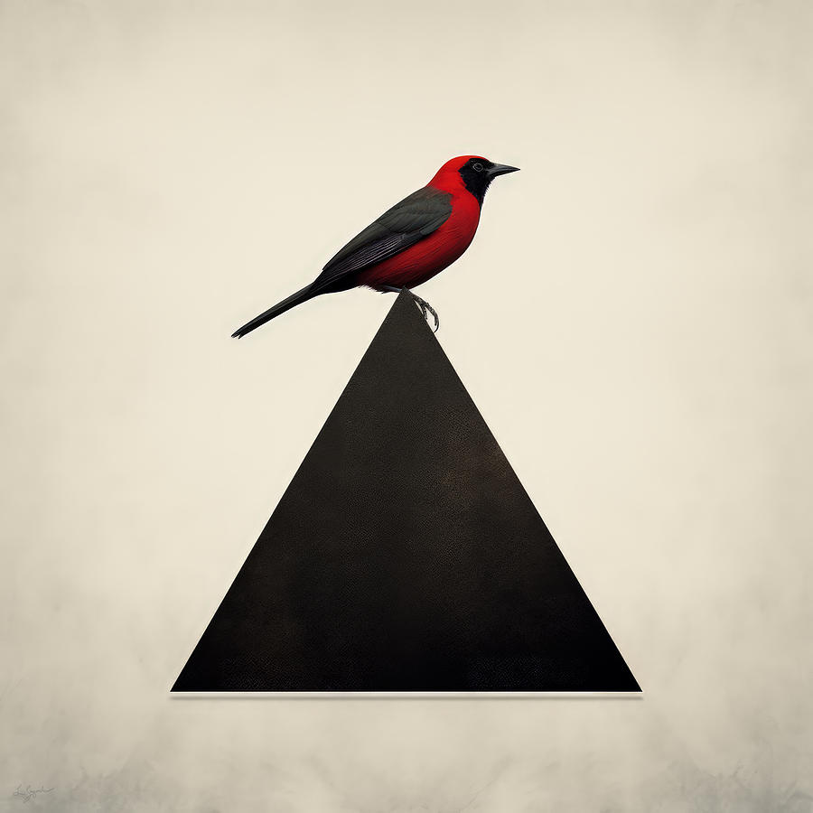 Cardinal Painting - Triangulated Flight by Lourry Legarde