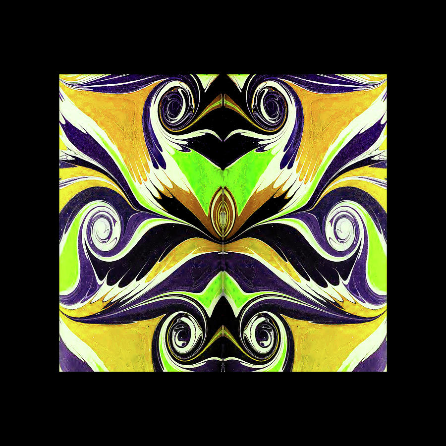 Tribal Abstract in Gold and Green Mixed Media by Lorena Cassady