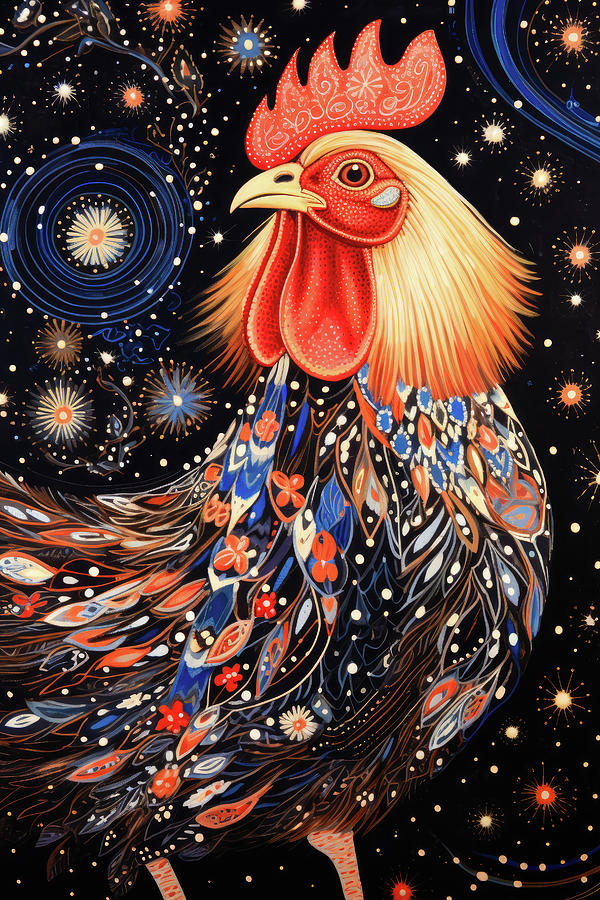 Tribal Animal Art 04 Cosmic Chicken Digital Art by Matthias Hauser