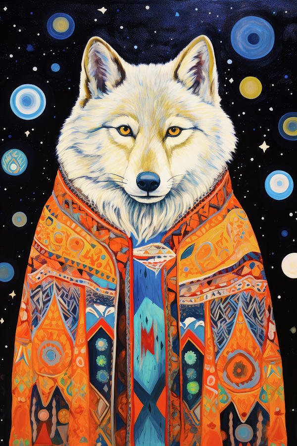 Tribal Animal Art 09 White Wolf Digital Art by Matthias Hauser