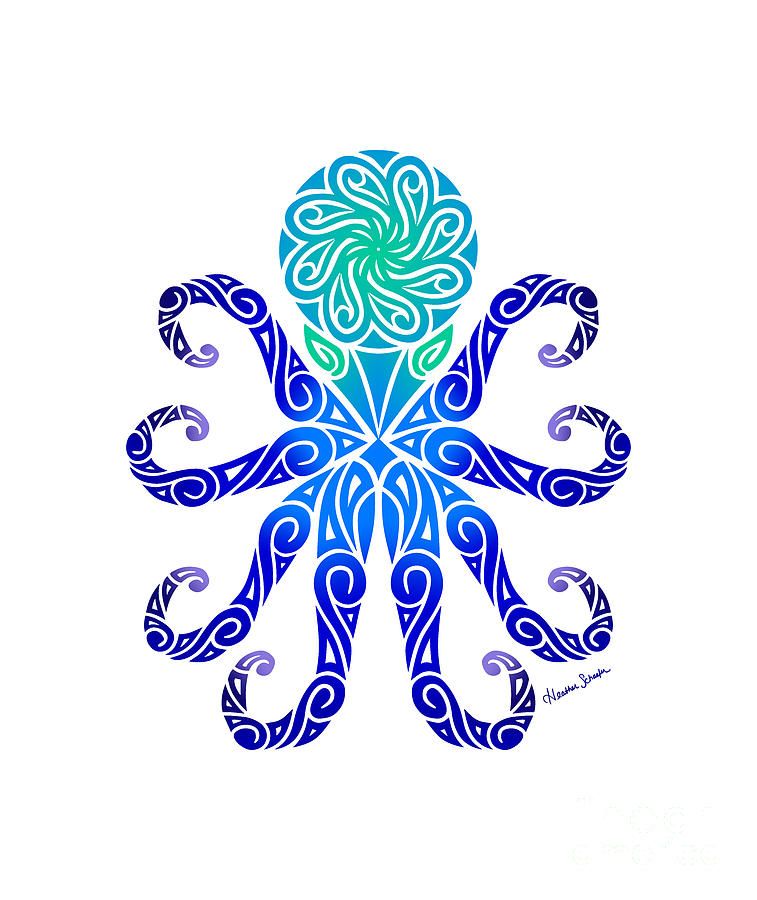 Tribal Blues Octopus Digital Art by Heather Schaefer