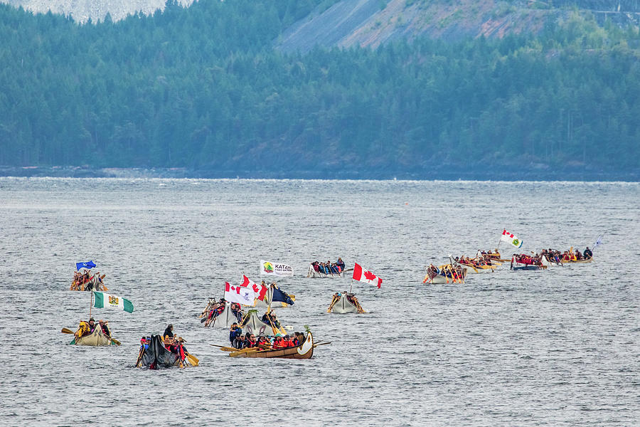 Tribal Canoe journey  Photograph by Michelle Pennell