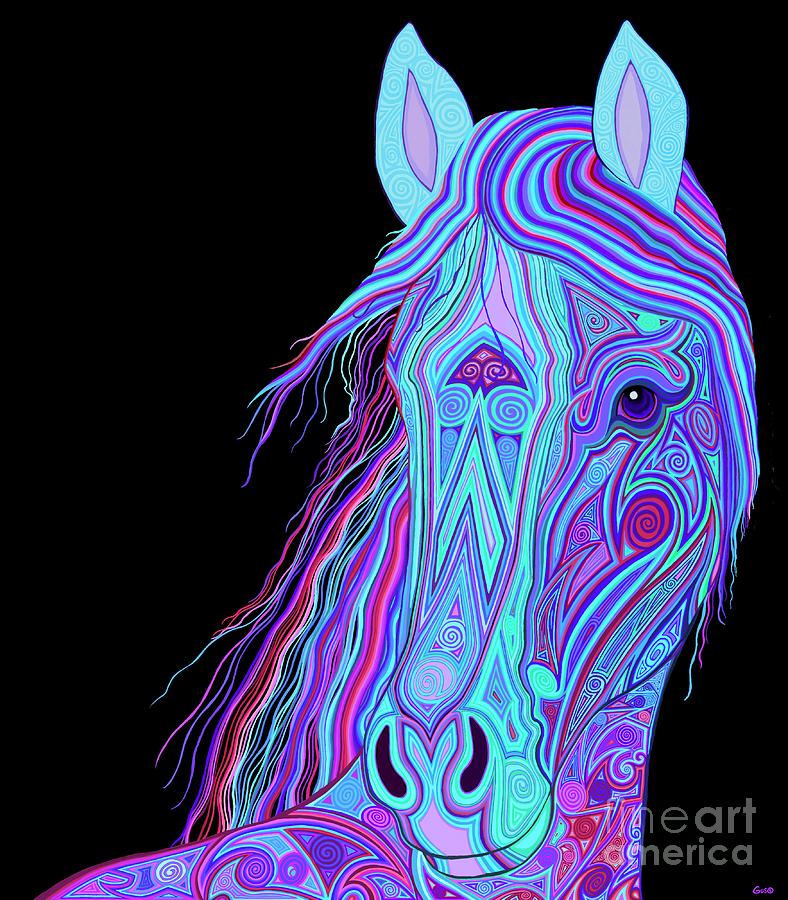 Tribal Colorful Stallion  Digital Art by Nick Gustafson