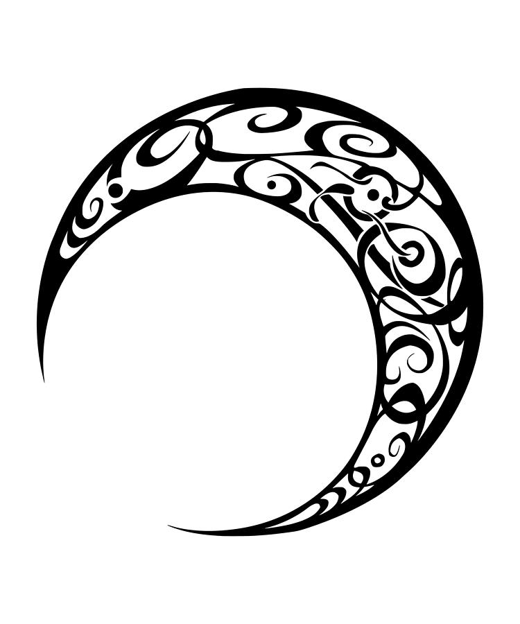 Tribal crescent moon ornamental moon Digital Art by Norman W - Fine Art ...