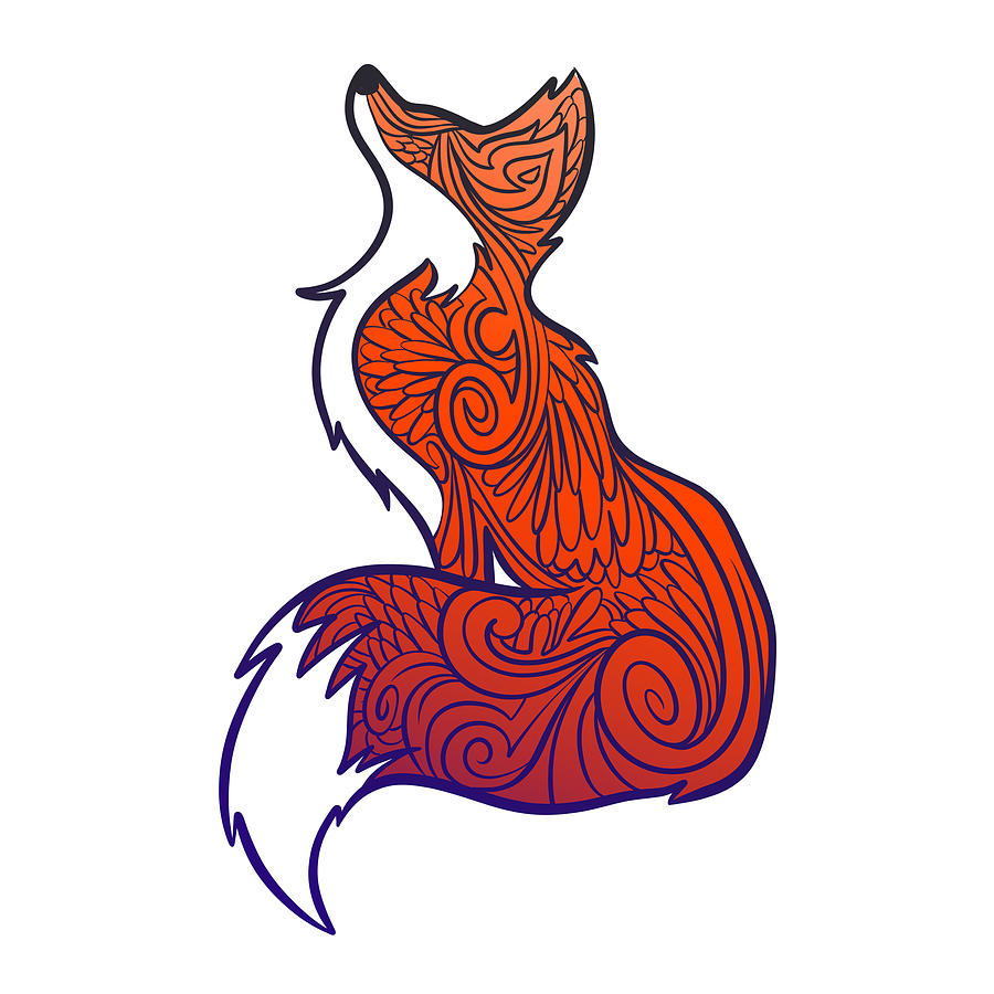 Tribal Fox Looking Drawing by Johnnie Art - Fine Art America