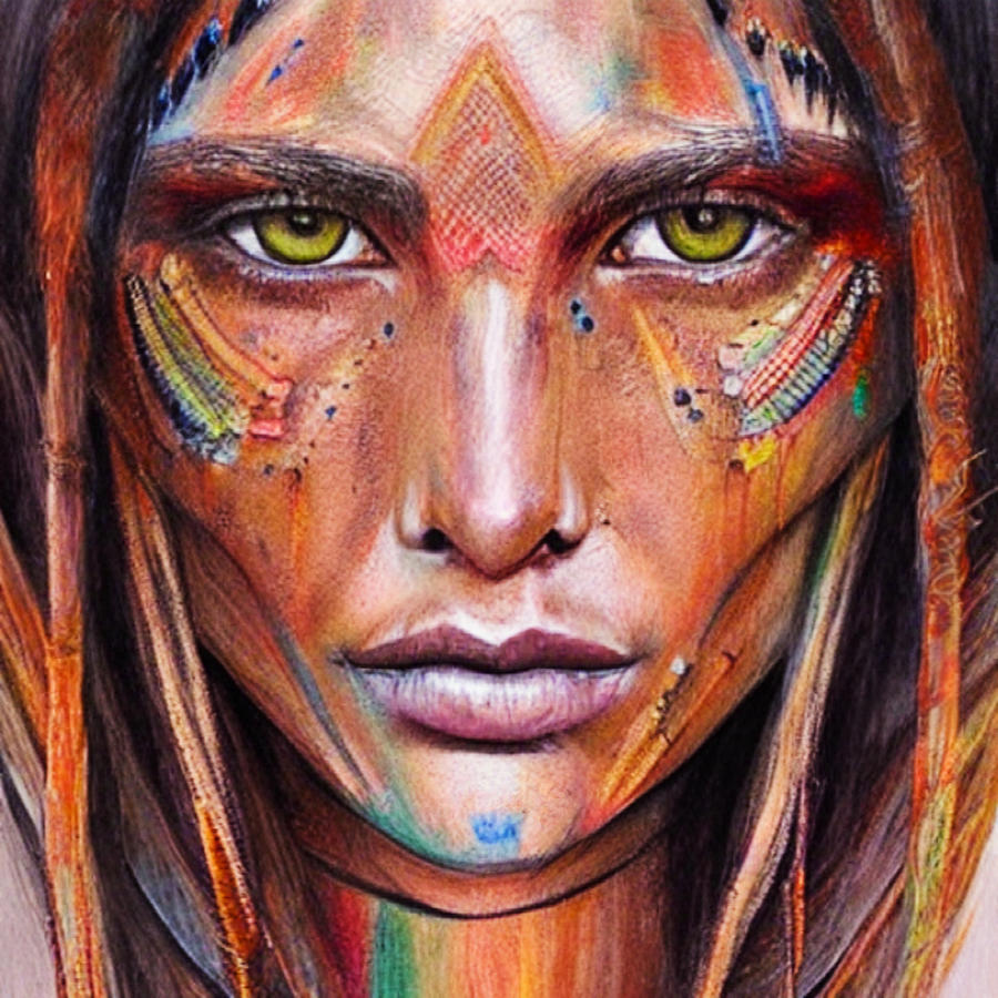 Portrait Drawing - Tribal by Issie Alexander